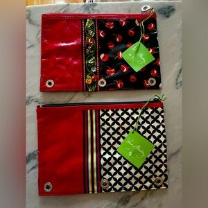 NWT Bundle of 2 Vera Bradley Red and Black Women's Pencil/Cosmetic Bags